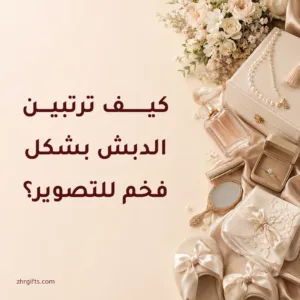 ترتيب دبش العروس بشكل فخم للتصوير مع شنطة وفستان زفاف